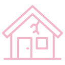 Pink house icon used as a Home button to navigate to the home page