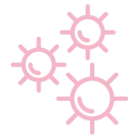 Three pink interlocking puzzle pieces on a black background.